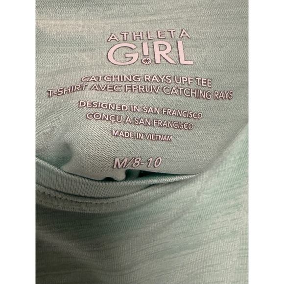 Athleta Girl Catching Rays UPF Tee Shirt Mint Green M 8-10 Activewear - Picture 8 of 9
